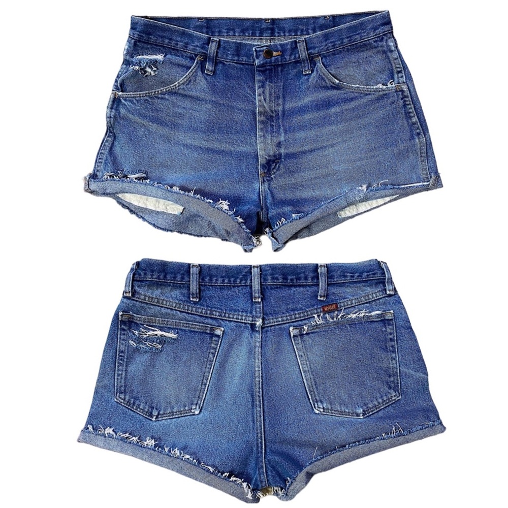 Vintage Rustler Distressed Denim Jean Cutoff Shorts